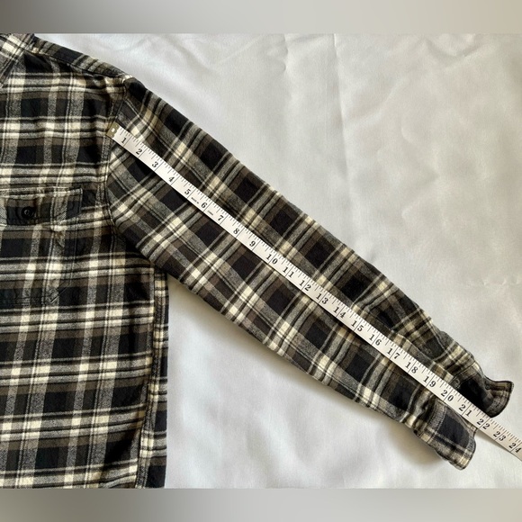 Rainforest Men’s Flannel Shirt Large Charcoal Plaid Cotton 2 Pocket Long Sleeve - Picture 5 of 6